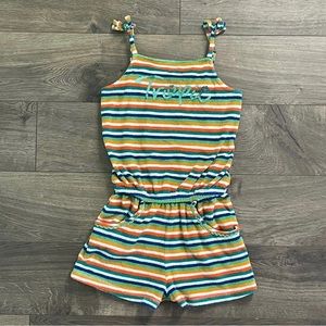 Boboli Striped Tropic Terrycloth Beach Romper